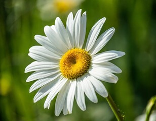 Fototapeta premium Single White Daisy Extracted Smoothly with Bright Petals and Sunny Yellow Center