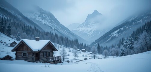  Falling Snow Rustic Charm Seamless Timelapse of a Mountain Valley