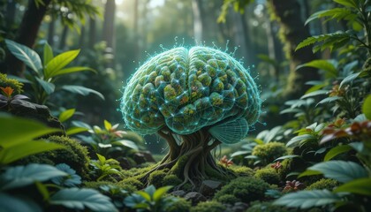  Organic AI Intelligence Visualized with Natural Fractals and Greenery