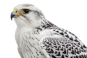 A striking portrait captures the intense eye and sharp beak of a wild red-tailed hawk, a powerful brown and white bird of prey