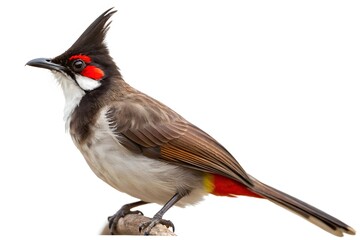 Red-winged blackbirds and a red cardinal bird, avian wildlife with black and red feathers, perched on a branch in nature