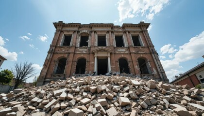 Obraz premium Destruction of Historic Building After Earthquake Devastation