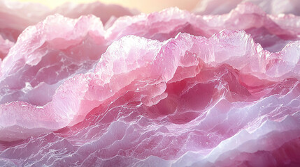 An abstract scene of soft pink crystals, forming an elegant and dreamy textural landscape.