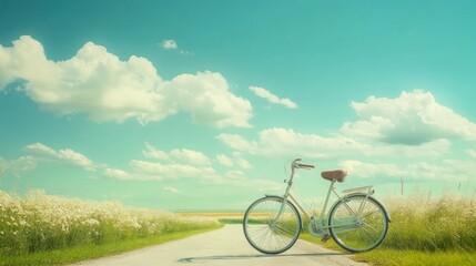 Obraz premium Bicycle Country Road Summer Idyll