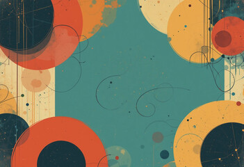 Retro abstract background with bold shapes and vintage color palette.