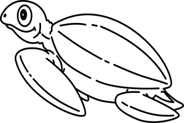 Hand drawn turtle cartoon doodle outline