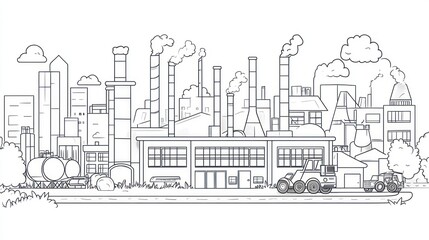 Fototapeta premium Industrial city landscape illustration