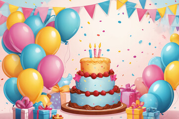 a cute happy birthday card, cartoon design