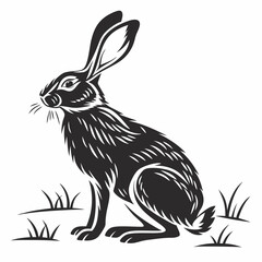 rabbit black silhouette icon vector