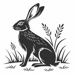 rabbit black silhouette icon vector
