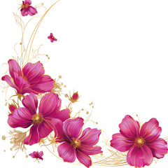 Obraz premium Elegant Floral Arc with Pink Cosmos and Gold Lines