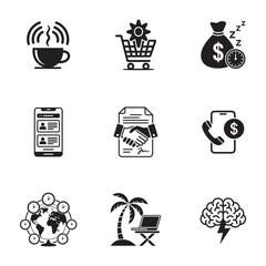 Digital Nomad and Freelancer Icons. 