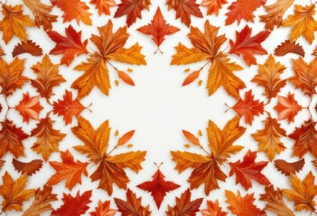 Modern Art Geometric Arrangement of Colorful Autumn Leaves