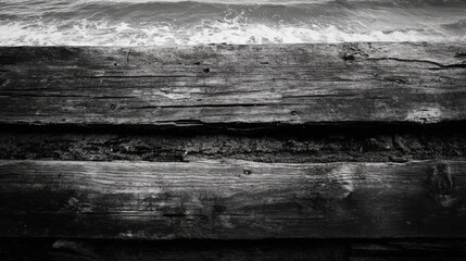 Naklejka premium Old wooden panel with deep grain lines running horizontally, rustic and organic feel generative ai