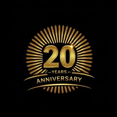 Fototapeta premium Golden 20th anniversary celebration emblem design for milestone event