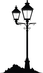 Snow-Covered Street Lamp Silhouette Vector for Winter Scenes and Urban Designs