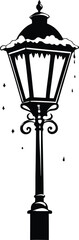 Snow-Covered Street Lamp Silhouette Vector for Winter Scenes and Urban Designs