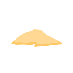 Cartoon pile of sand, sand dune in desert or at beach. Vector illustration.