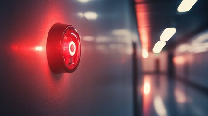 Fire alarm and emergency light combination unit mounted on a wall, essential safety equipment concept