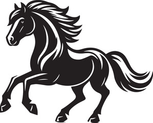 High-Quality Black & White Horse Vector