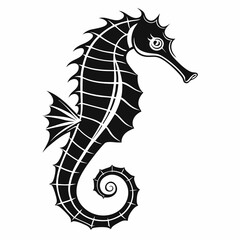 seahorse black silhouette icon vector