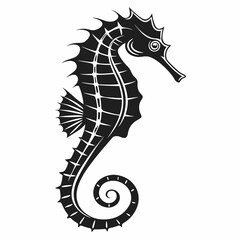 seahorse black silhouette icon vector
