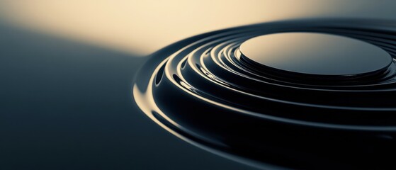 Obraz premium Abstract dark concentric circles with smooth surface and subtle lighting, creating a modern and elegant background for technology or design concepts