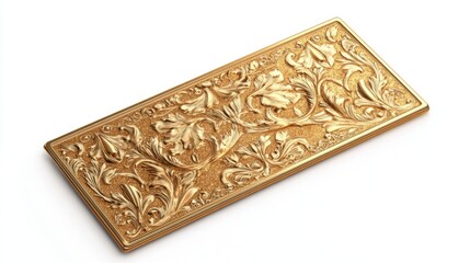 Ornate Gold Bar with Intricate Floral and Vine Engravings