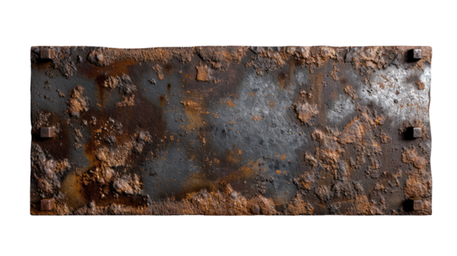 Rustic Texture: An abstract, textured close-up of a weathered, rusty metal sheet. The aged surface evokes a sense of industrial heritage.