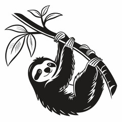 sloth black silhouette icon vector