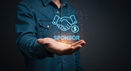  Sponsorship: Handshake & Dollar - Digital Partner Deal, Funding Success, Financial Support, Investment Agreement, Business Growth, Collaboration