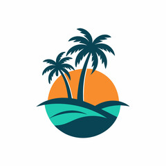 tropical island with palm trees