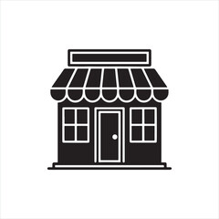 Minimalist Storefront Icon in Black and White