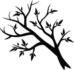Snow-Covered Branch Silhouette Vector for Winter-Themed and Nature-Inspired Designs