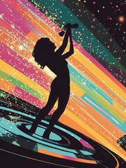 Energetic Singer Silhouette Performing Vibrant