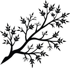 Snow-Covered Branch Silhouette Vector for Winter-Themed and Nature-Inspired Designs