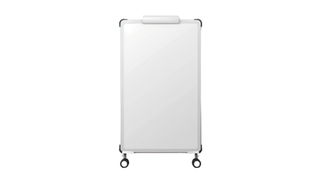 Rolling Whiteboard: A clean and modern whiteboard on wheels, perfect for presentations, brainstorming, and office communication, with its minimalist design.