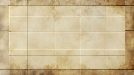 Fototapeta premium Beige tile floor, overhead view, aged texture, background, design