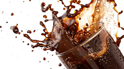 Unleashing the Splash: Dynamic image captures a carbonated beverage erupting from a glass, creating a burst of motion and refreshing visual impact.