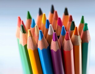 colored pencils on white background