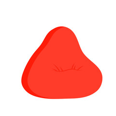 Red Bean Bag Chair. Vector illustration.