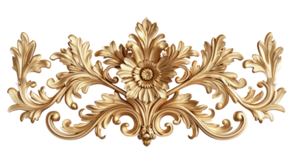 Golden Flourish: An elegant golden ornament, a symmetrical display of intricate, organic detail. An emblem of artistic luxury.