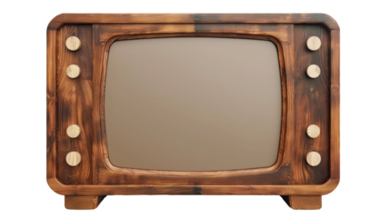 Vintage TV with a wood finish: A retro television set, rendered with realistic textures, embodies nostalgia and simpler times, capturing a unique design