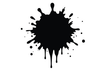 Isolated Black Ink Splash, Droplets 