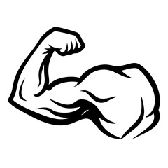 Naklejka premium Strong biceps silhouette vector illustration on white background