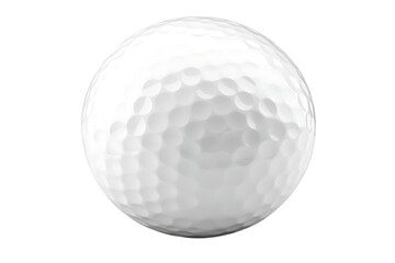 Close-up of a pristine white golf ball against a stark white background