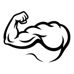 Strong biceps silhouette vector illustration on white background
