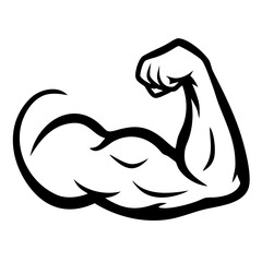 Strong biceps silhouette vector illustration on white background
