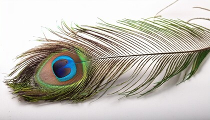 Fototapeta premium peacock feather on white background