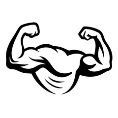 Strong biceps silhouette vector illustration on white background